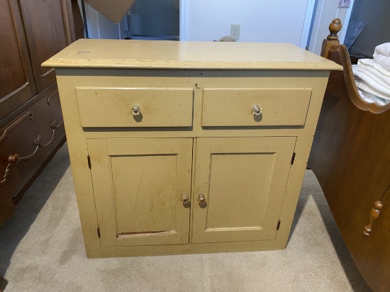 Antique painted cabinet with glass knobs