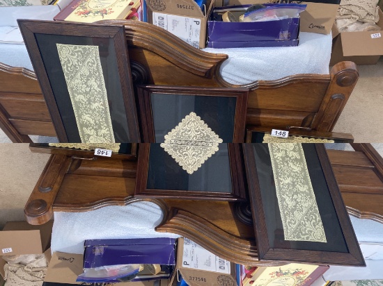 3 Antique Framed Italian Lace Doilies