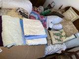 Afghans, pillows, linens and more lot