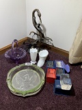 Assortment of Fenton Items, Large Ashtray, Lamp and More