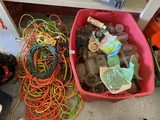 Extension cords and Canning jars lot