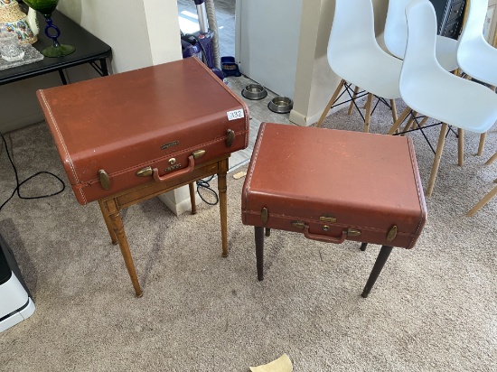 2 unusual tables with suitcase tops