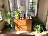 File Cabinet (NO KEY), Plants, Lamp, & Decorative Items
