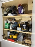 Cupboard contents - Tools including DeWalt Rechargeable drill, bits etc