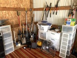 Great Group of Handles, Gardening Tools, Organizers, Fan, Extension Cord and More. See Photos