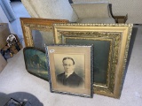 Lot of Antique portraits, frames, print