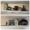 Shelf lot of assorted art pottery and glass