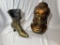 Pot Metal Boot and Ceramic Bust