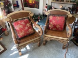 Pair of large heavy Asian inspired chairs