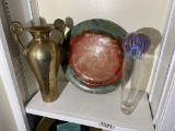 Art glass, pottery, metallic vase