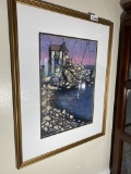 Framed print of a house on a shore