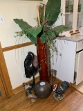 Large Plastic Vase, Decorative Birds & Ceramic Pot.  See Photos