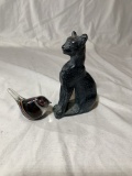 Metal Decorative Caty and Glass Bird