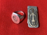 Native American Sterling Silver Ring and Money Clip.