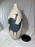 Large Signed Ceramic Vase.  See Photos.