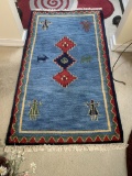 Vintage Hand Knotted Rug 65 inches Long x 38 inches Wide