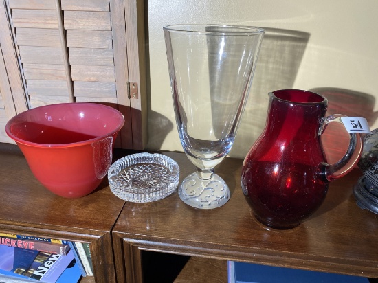 Group lot of four vintage piece of glass