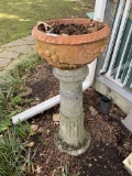 Cement pedestal and flower pot