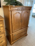 Vintage Carved Oak Armoire or Bureau