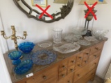 Assortment of vintage glass including blue