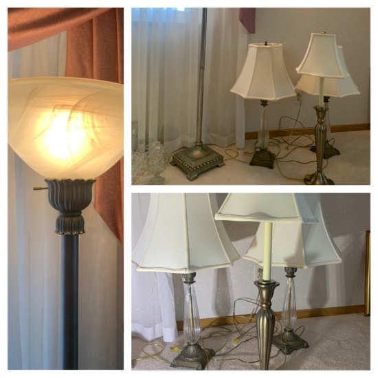 3 Table Lamps & 1 Floor Lamp