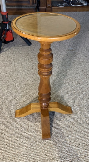 Wood with Glass Top Plant Stand