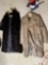 Vintage fur coat + Leather trench coat, scarf