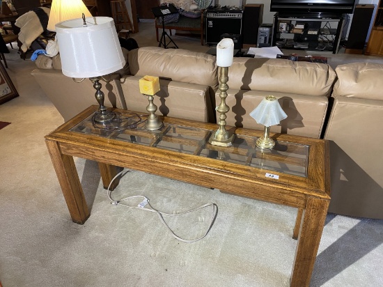 Console Table, lamps, candle holders