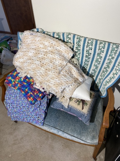 Group lot of assorted vintage Afghans and more