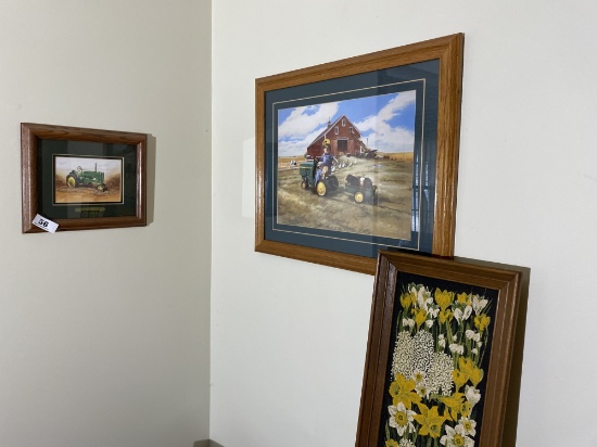 2 Vintage John Deere framed prints PLUS