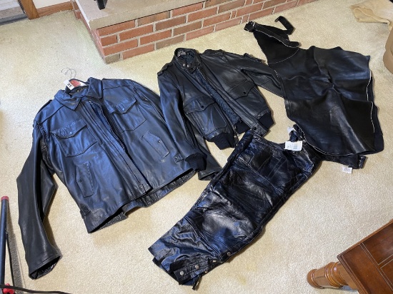 Group lot of Biker leather including Harley Davidson, Made in USA