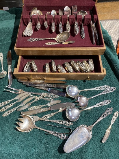 Large Group Norway 830 Silver Flatware in box 1604 grams