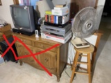 Television, VCRs, Fan, stool lot