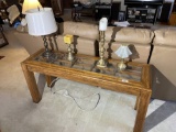 Console Table, lamps, candle holders