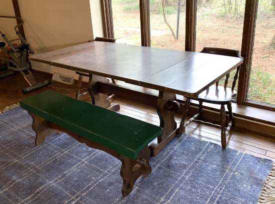 Table, 2 Chairs and Bench