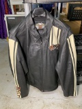 Harley-Davidson Leather Jacket with White Racing Stripe on Sleeves