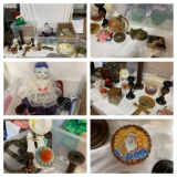 Large Assortment of Glassware, Decorative Items, Vintage Pin Cushions and More