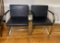 2 Chrome and Leather Look Side Chairs - Mies van der Rohe Style