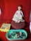 Vintage Germany Doll, Enamel Thimbles, Sewing Items and Plastic Crayon Box
