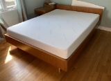 Queen Size Tuft & Needle  Mattress with Danish Teak Mid-century Bed Frame