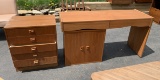 Mid-century Danish Teak Modern Desk with File Cabinet