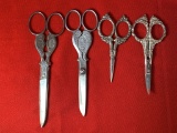 4 Pairs of Ornate Scissors.  See Photos For Extra Details