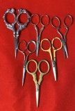 6 Pairs of Ornate Scissors.  Some are Sterling.  See Photos For Extra Details.