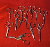 12 Pairs of Ornate Scissors.  See Photos For Extra Details