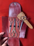 4 Pairs of Scissors in Leather Case