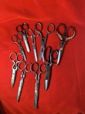 9 Pairs of Ornate Scissors.  See Photos For Extra Details