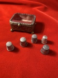 Sterling Thimbles with Thimble Case