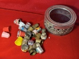 Group of Decorative Thimbles and Advertising Thimbles