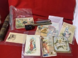 Vintage Sewing Advertisment Cards, Thread Holder Pouch, & More