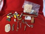 Costume Scissor Pins, Advertising Thimbles, Vintage Buttons and More